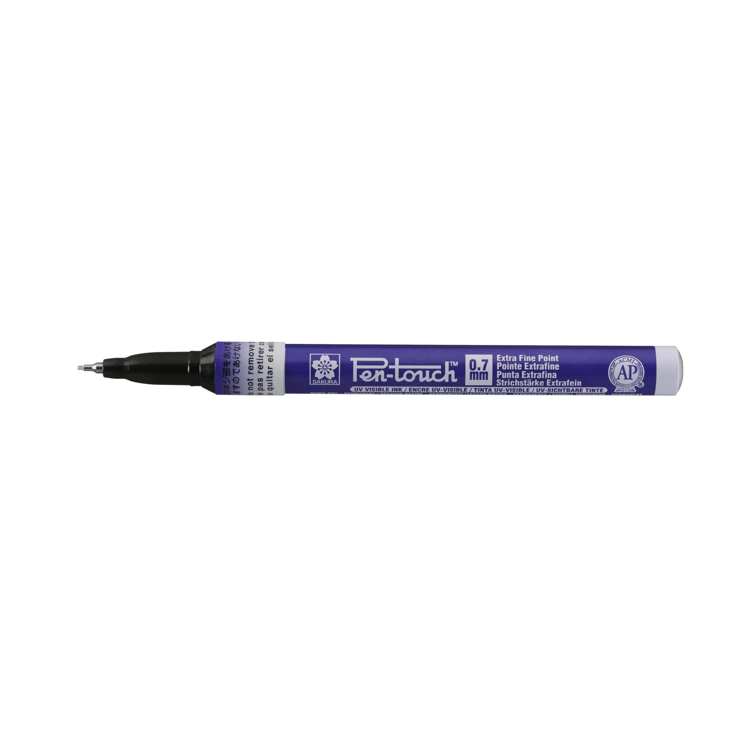 Sakura Ultraviolet Blue Pen-Touch Extra Fine Uv Blue Marker - Writes On Multiple Surfaces - 0.7 Mm Line Width - Pigment Solvent-Based Ink - Ideal For Industrial Use - Permanent & Removable