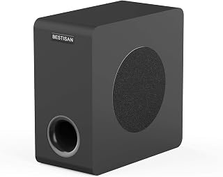 BESTISAN SW65D 6.5" Side-Firing Powered Subwoofer - Deep 35-200Hz Bass for Home Theater, TV, Speakers - RCA/LFE/AUX Inputs