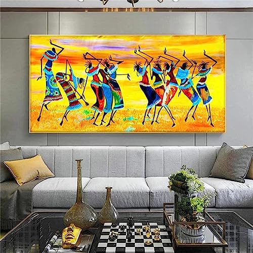Art mural surdimensionné femme africaine peinture sur toile premium avec encadré