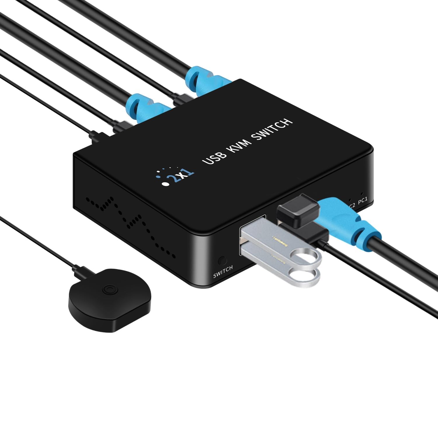 USB KVM Switch, 2 Computers Share 4 usb2.0 Devices, Keyboard Mouse Printer USB switcher,Supports Desktop Controller and Button switches, USB Switch Selector Compatible with Windows, Mac, Linux