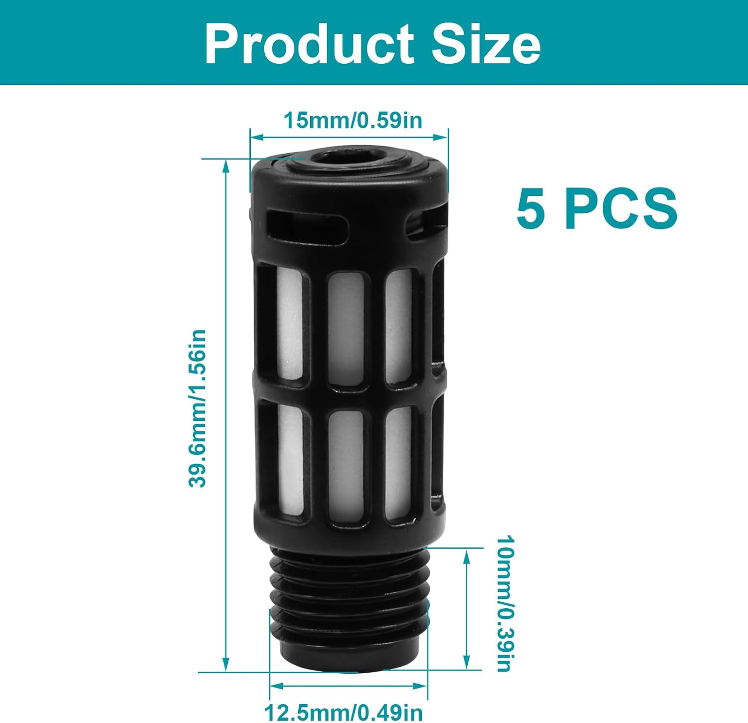 Jiozermi Air Pneumatic Mufflers Silencer, 1/4 NPT Male, 5 Pcs