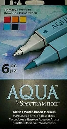 Aqua by Spectrum Noir - Primary - Juego de 6 marcadores a base de agua para artistas