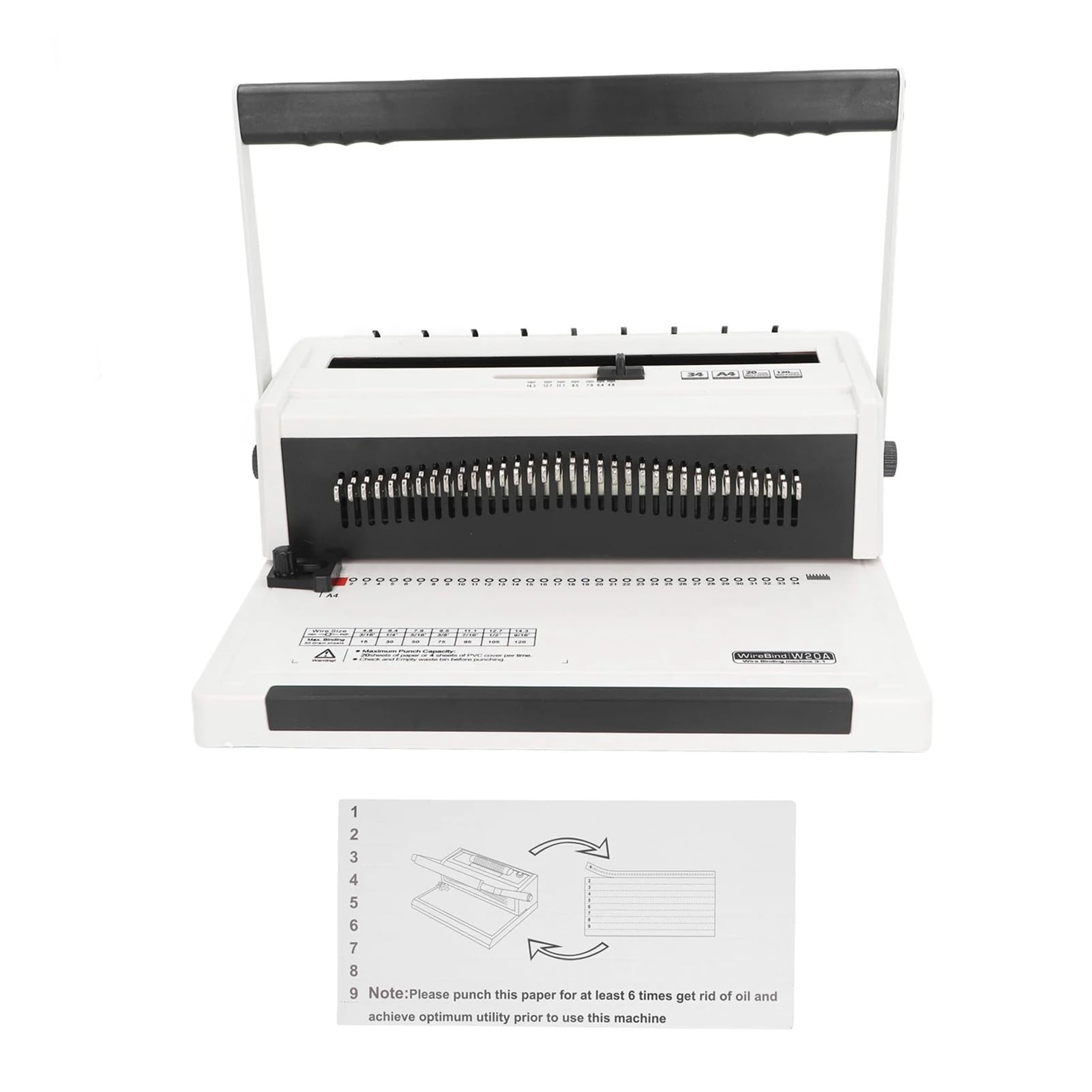 Machine de liaison de bobine électrique 3:1 Pitch manuel de trou de poinchoir pour les rapports.Lie le papier A4 avec poignée humanisée et espacement de précision.Outil professionnel d'organisateur de