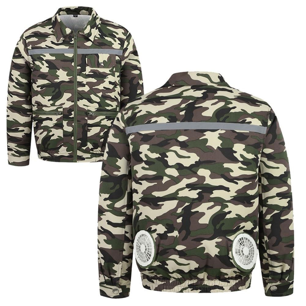 Chaqueta de Trabajo con Aire Acondicionado, Uniforme de Trabajo Unisex Para Exteriores con Ventiladores de RefrigeracióN Para Hombres Y Mujeres, con Ventiladores de 2/3/4 Y 1 Cable de Datos