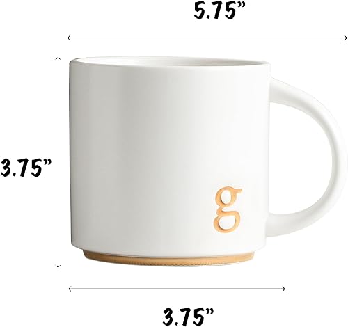 Miniatura 2 de COLLECTIVE HOME - Tazas de cerámica con monograma, tazas de café con inicial dorada de 15 onzas, elegantes tazas de té del alfabeto, elegante taza