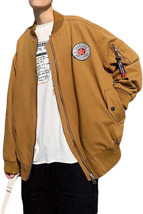 Amazon Mlbossスタジャン メンズ ジャケット ブルゾン アウター ジャンパー 韓国ファッション ゆったり 長袖 薄手 春服 原宿系 コート ジャケット 通販