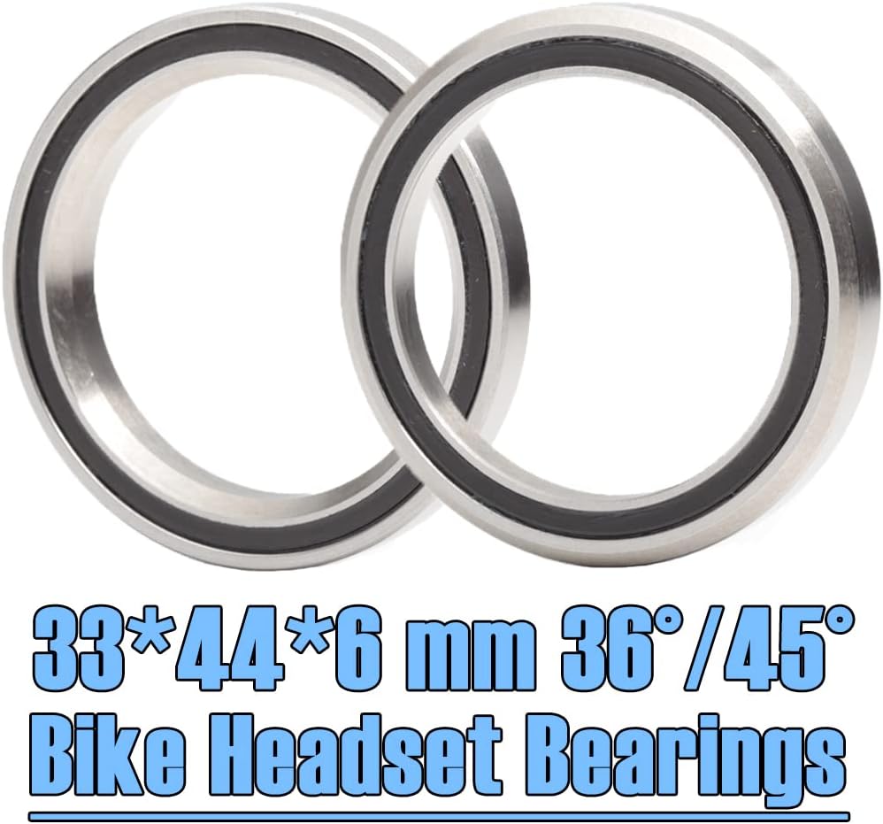 LANGshaw ACB3344 Bike Headset Bearings 33 * 44 * 6 mm 36/45 Degree (2 PCS) ACB Road MTB Angular Contact Bicycle Bearing ACB3344H6 Leisurely
