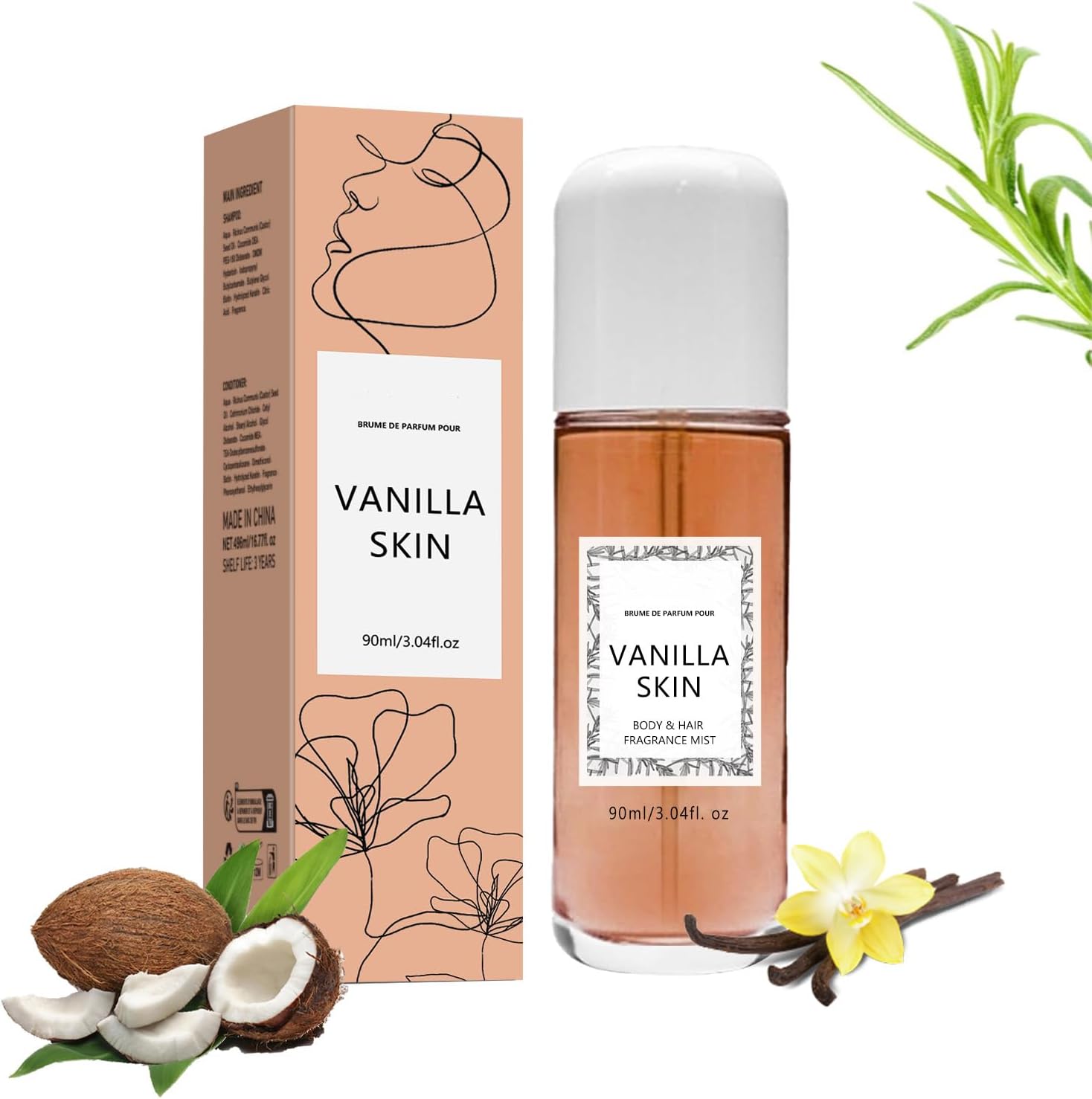 Vanilla Perfume, Hair Perfume Women, Skin Body Mist Body Oil, Natural Formula,Long-lasting fragrance For Women (Vanilla)