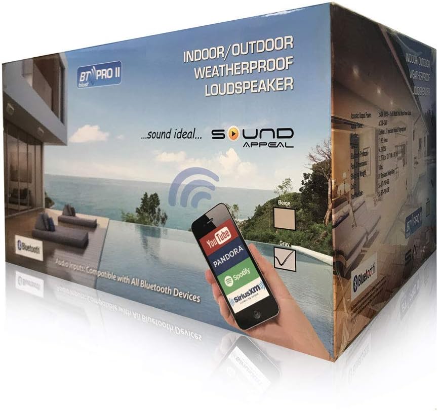 New Product Wireless Streaming 6.50 Indoor/Outdoor Weatherproof Patio Speakers, Bluetooth Speaker (Grey - Pair) by Sound Appeal
