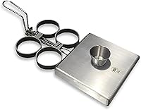 Vista 6 de Rattleware Anillos para huevos de acero inoxidable de grado comercial para freír huevos, anillos redondos de metal duraderos con mango resistente al