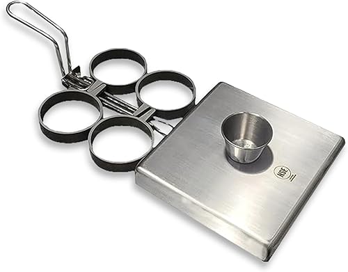 Rattleware Anillos para huevos de acero inoxidable de grado comercial para freír huevos, anillos redondos de metal duraderos con mango resistente al