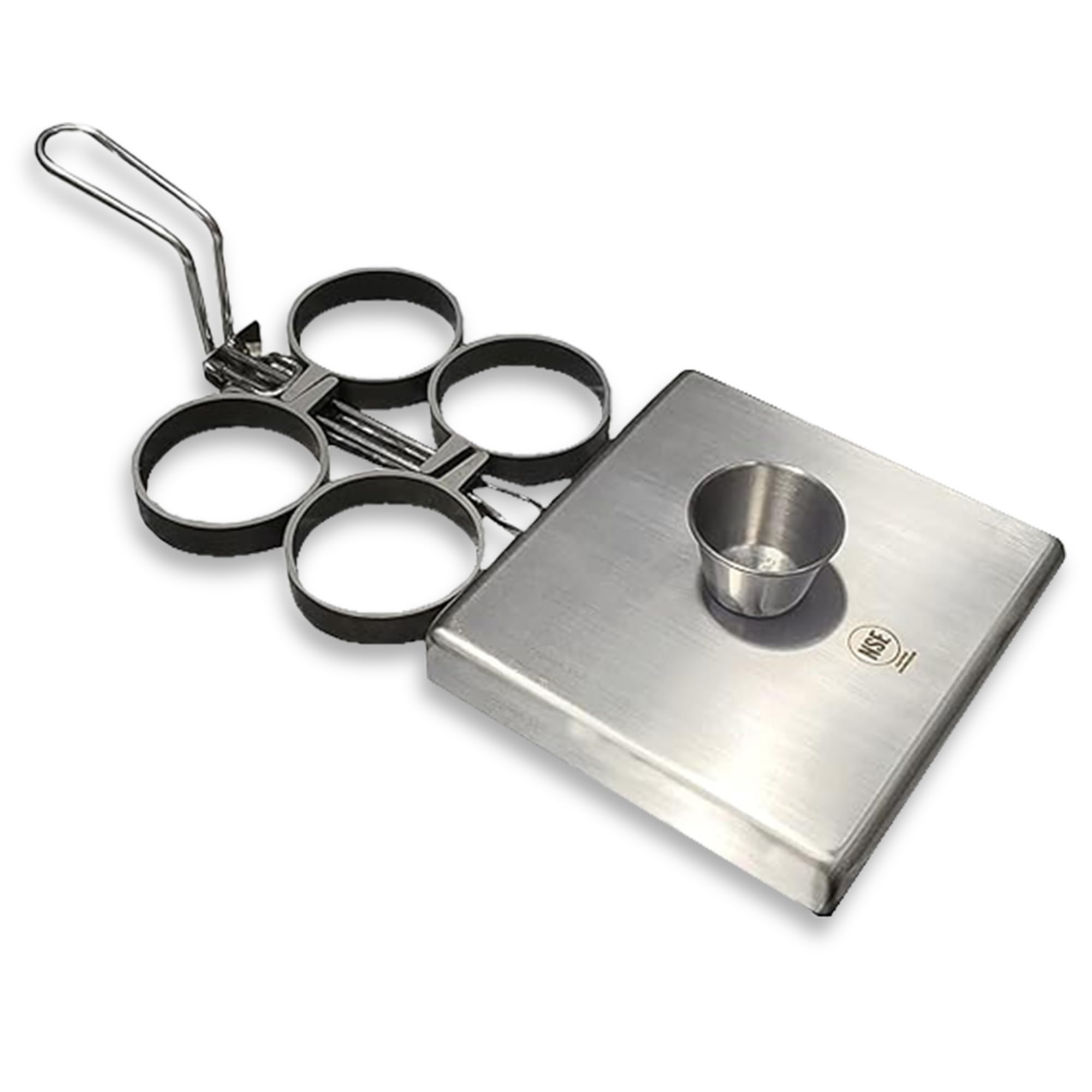 RattlewareStainless Steel Egg Rings - Commercial-Grade, Even Cooking, Heat-Resistant Handle, Ideal for Frying Eggs - Durable & Trusted by Professional Chefs Worldwide (4 Ring Set)