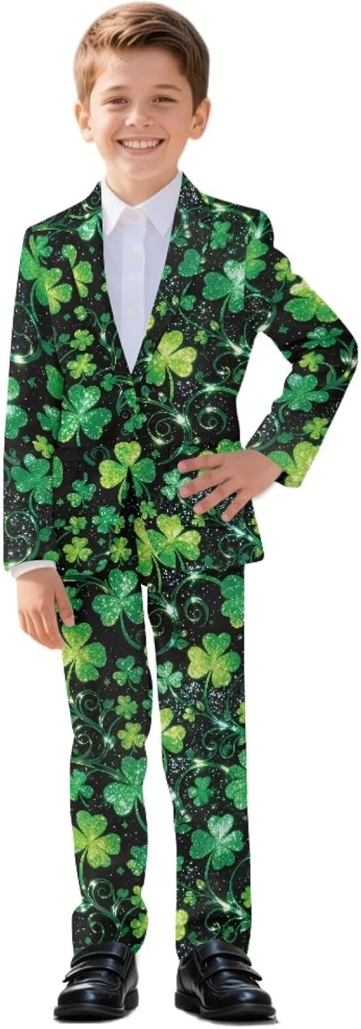 Boys Formal Slim Fit Suits, Cozy Blazer Pant Set Breathable Kids Tuxedo Suit Sets, Adjustable Waist Size 5-14 Years