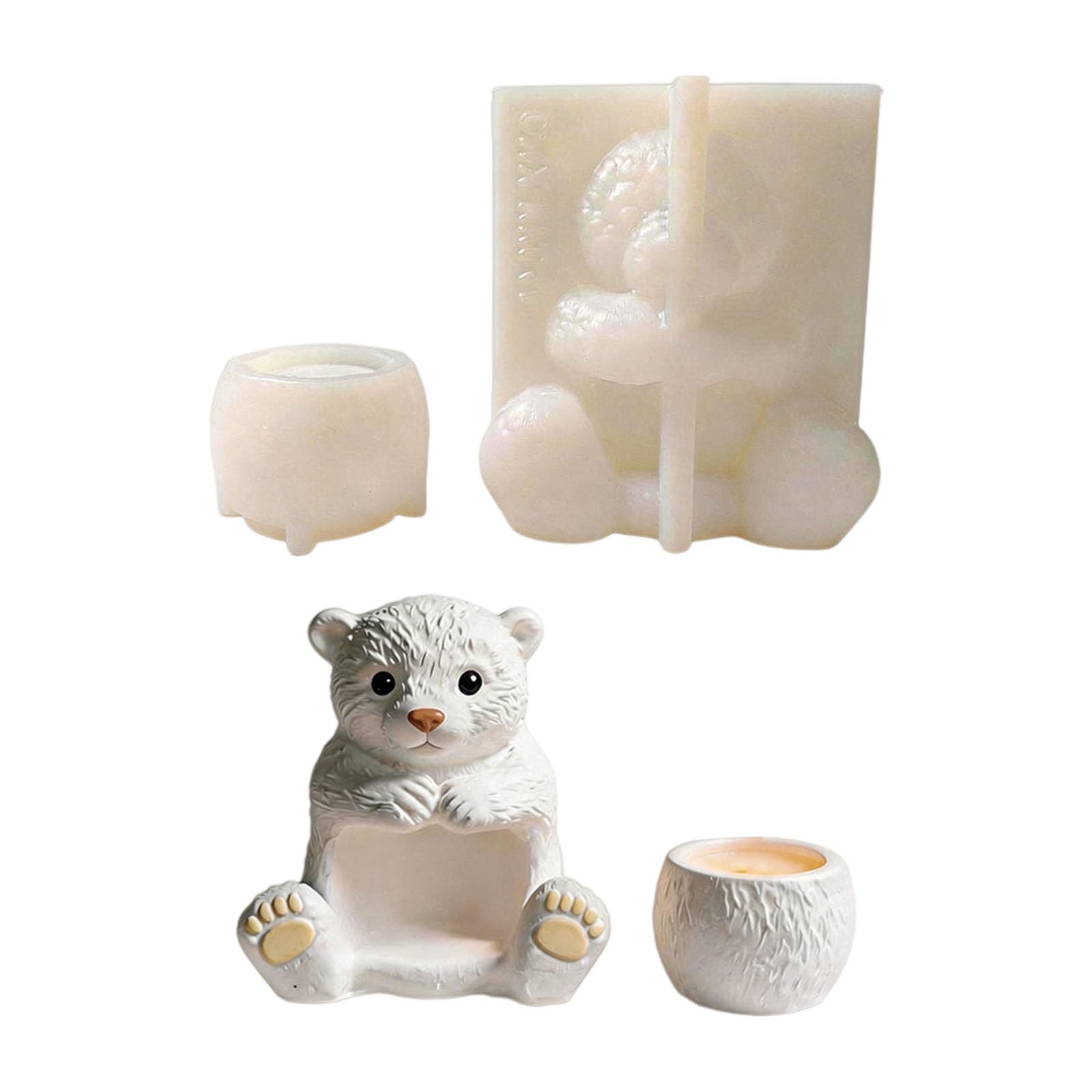 CAZSTYK Bear Silicone Molds for Cup Soap Decorative Planter Gypsum Decoration and Epoxy Resin Project Bear Shape Silicone for Handmades Soap Decorative Flowerpot Gypsum Sculptures