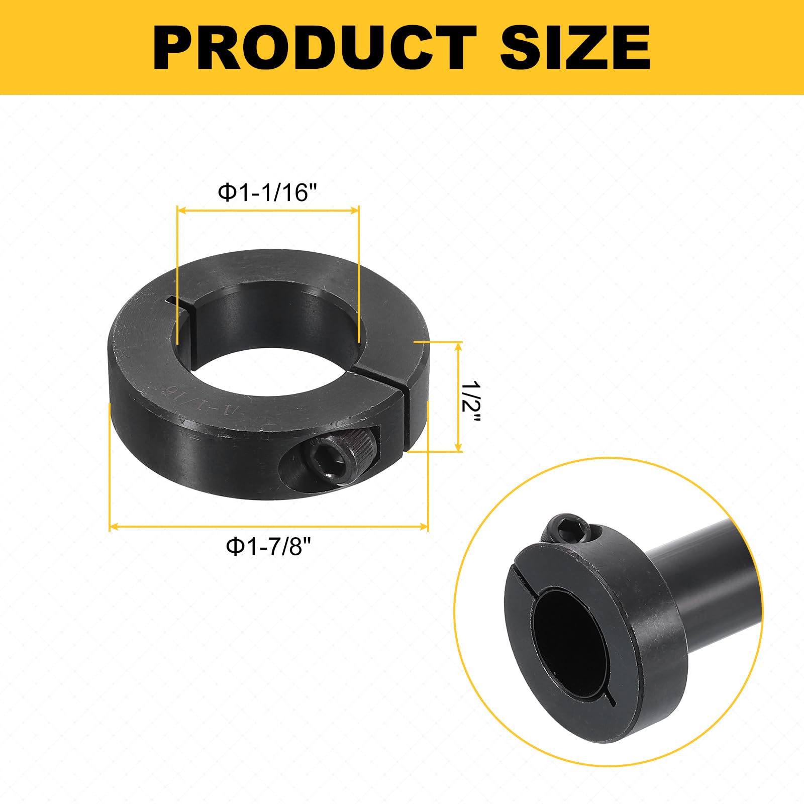 QUARKZMAN 8pcs Collare di Serraggio Monopezzo 1-1/16" Foro 1/2" Spessore