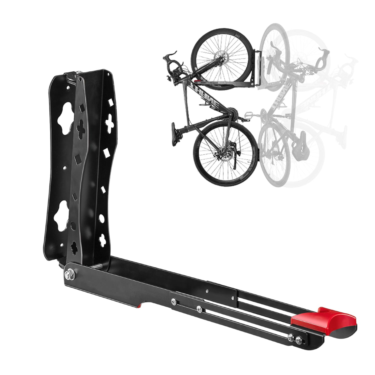 Soporte de pared giratorio para bicicleta, puede contener hasta 30 kg, soporte de bicicleta en la pared para colgar y colgar fácilmente, sin levantar pesados, ahorra espacio en el garaje, soporte