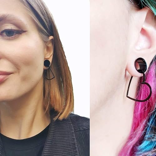 Miniatura 6 de Casvort 2 piezas de 0.315 in - 0.984 in hipoalergénico de acero inoxidable 316 apertura estética túneles perchas dilatadores de oreja, dilatadores