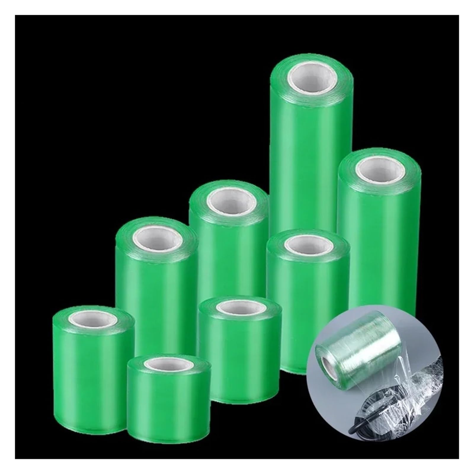 Wrap Roll Cling Film Verpackung, PVC-Obstbaum-Pfropfband, industrielle Konservierungsfolie, transparente Packung(6cmx100m 2pcs)