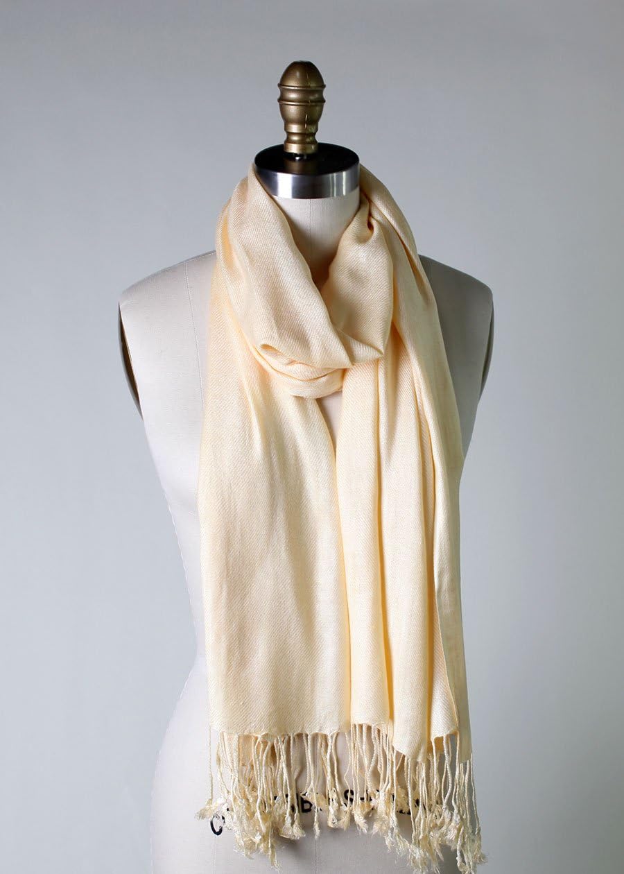 Anika Dali Premium Soft Solid Color Pashmina Womens Scarf Shawl Wrap (Butter)