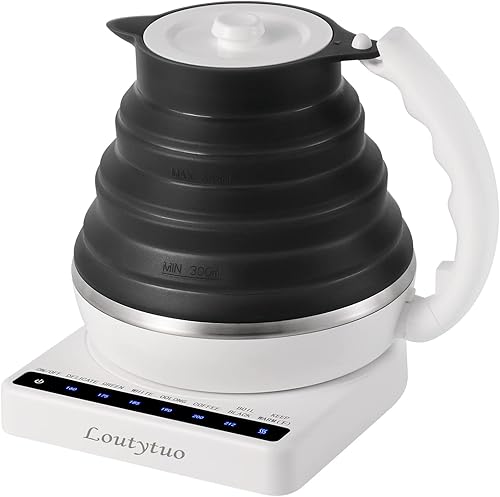 Miniatura 9 de Hervidor eléctrico plegable de silicona de grado alimenticio ultradelgado, control de temperatura variable con bolsa de viaje, doble voltaje, azul