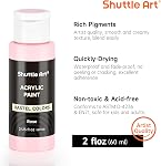 Shuttle Art 40 Pack Pastel Acrylic Paint Set, 30 Colors, 60ml/2oz Bottles, High Viscosity, Water-proof Paint With 10 Paint Brushes for Painting &Crafting on Canvas, Rock, Ceramic, Fabric