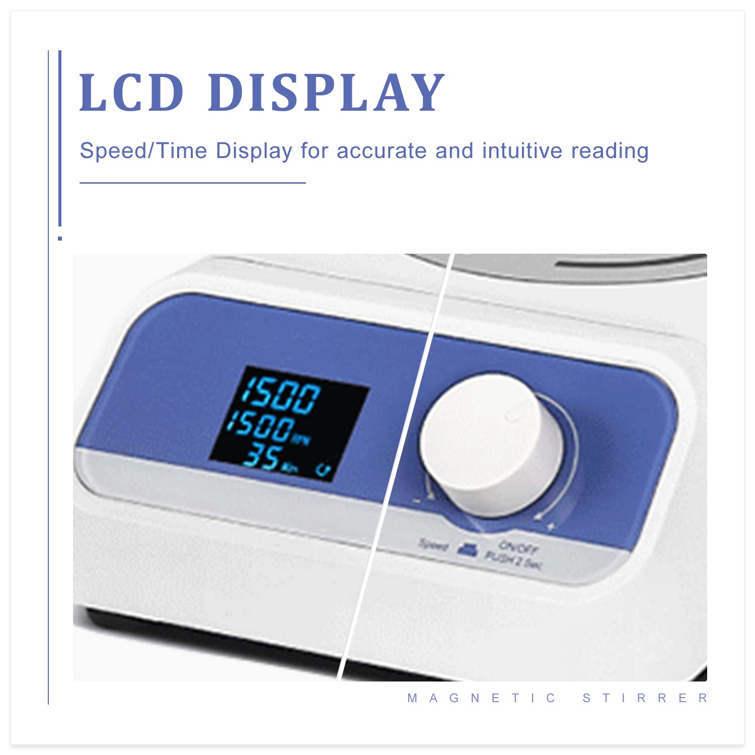 YUEWO Magnetic Mixer Stirrer LCD Display with Stir Bar, Special Coated Plate, 200-1500rpm, 5000ML/1.32Gal Max Stirring Capacity