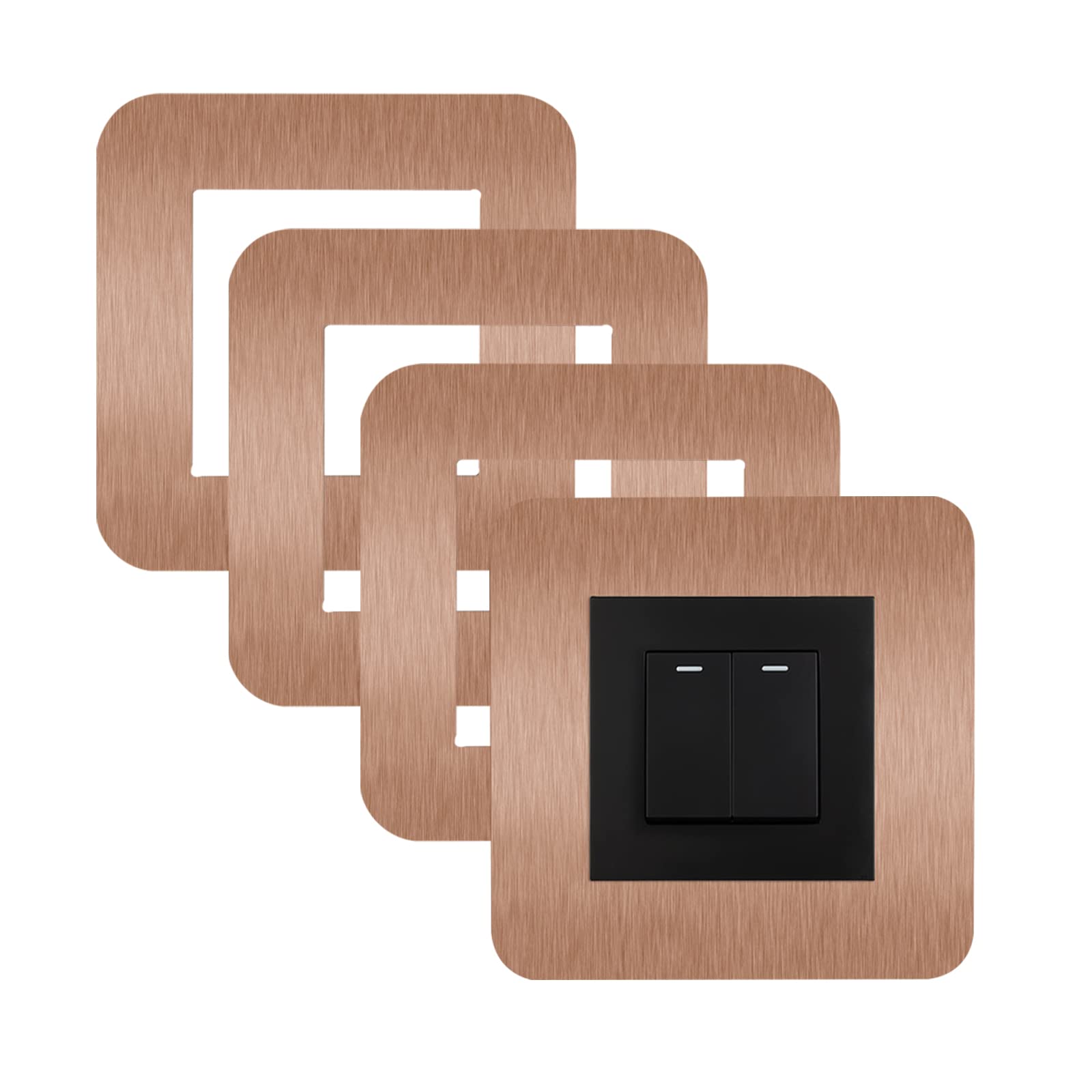 4 Pcs Light Switch Cover Plates,Light Switch Surround,Surround Single Light Switch Cover,Switch Sticker Cover,WallFor Home Wall Switch Decoration (Platinum, 3.38 Inch)