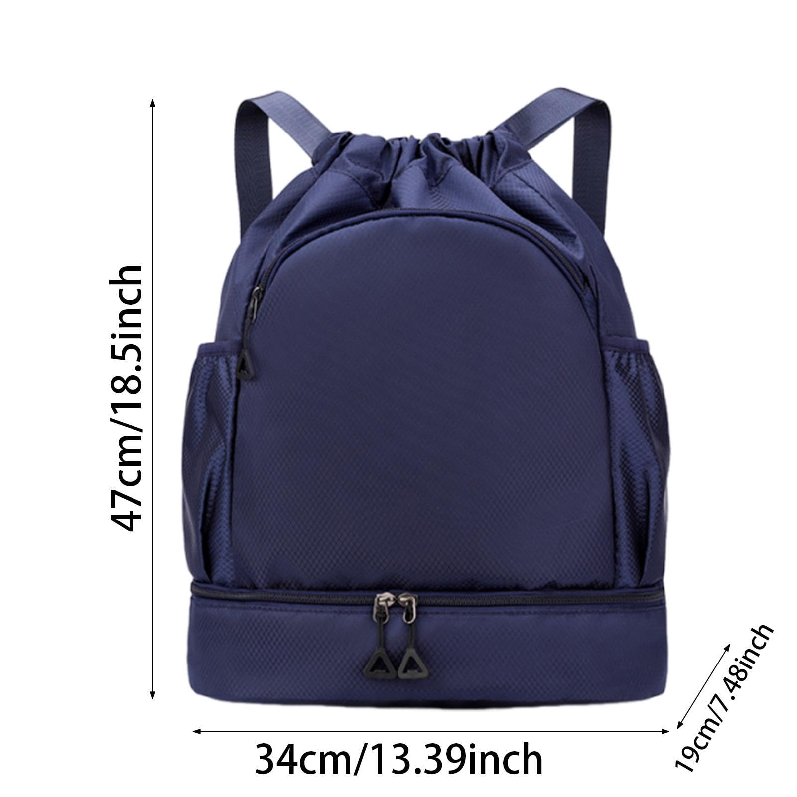 Oshhni Mochila Deportiva con cordón y Compartimento para Zapatos, Ideal para Viajes, Gimnasio, Gimnasio, con Bolsillo Impermeable para año Nuevo, fútbol,