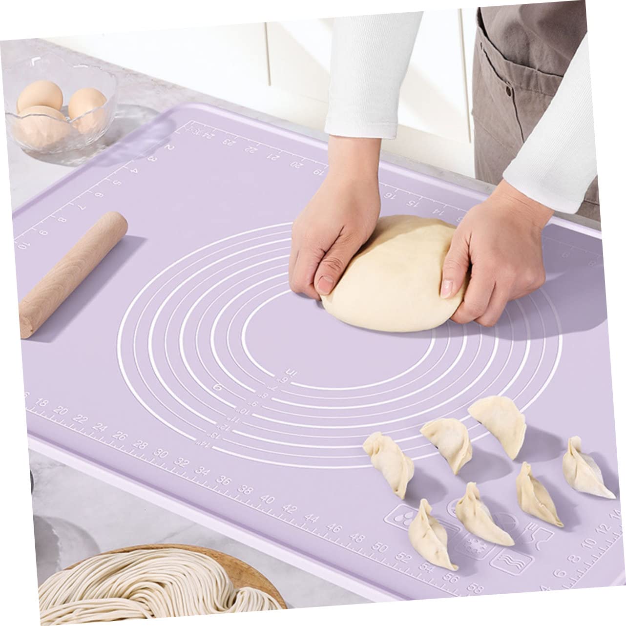 Alfombrilla de Silicona para Amasar Práctica Alfombrilla de Silicona para Amasar con Escalas Circulares Y Medidas Lineales Antideslizante Reutilizable Accesorio para El Hogar