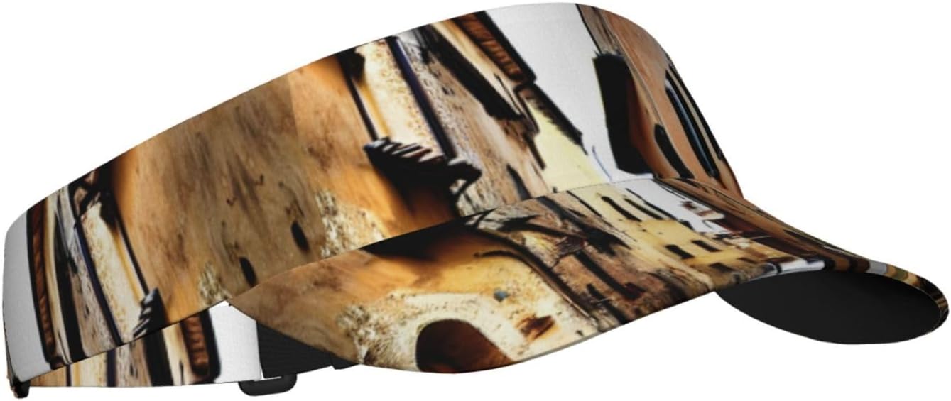 Italy Tuscan Print Sports Sun Visor Hats,Adjustable Sun Caps for Men Women Adults Lightweight Black