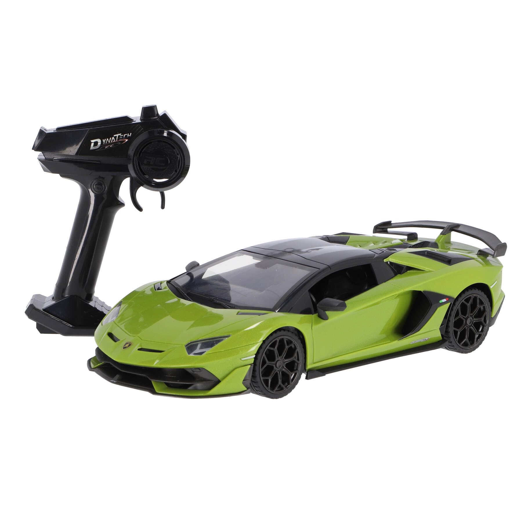 DynatechLamborghini Aventador RC Car 1:14 Neon Green, Remote Controlled Vehicle with 2.4 GHz Control and LED Headlights, 12 km/h Racing Fun for Children from 3 Years