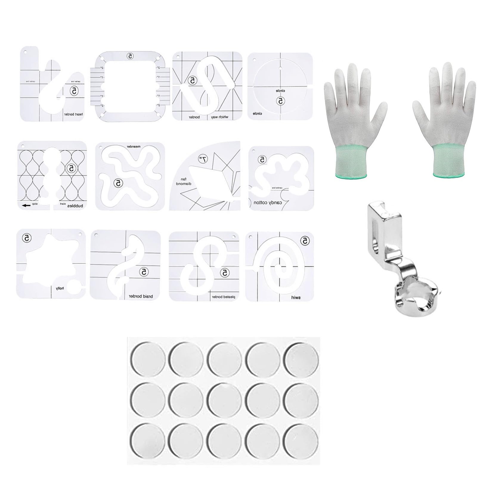 Minglea Silver 15 Pcs Frees Motion Quilting Template Ruler Acrylic Quilting Ruler Template Quilting Stencil Quilting Tool Sewing Ruler