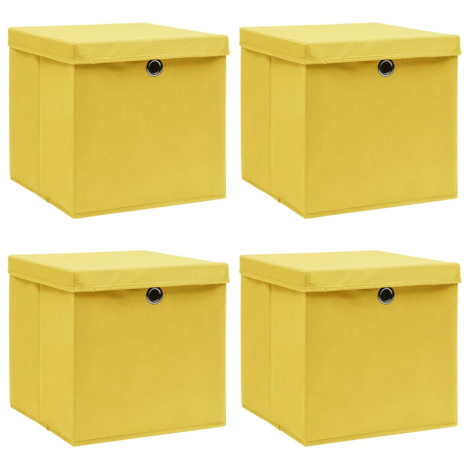 Aufbewahrungsboxen mit Deckel 4 Stk Spielzeugkiste, Aufbewahrungskiste, Kleideraufbewahrung, Kleideraufbewahrung & Organisation, Gelb 32×32×32cm Stoff
