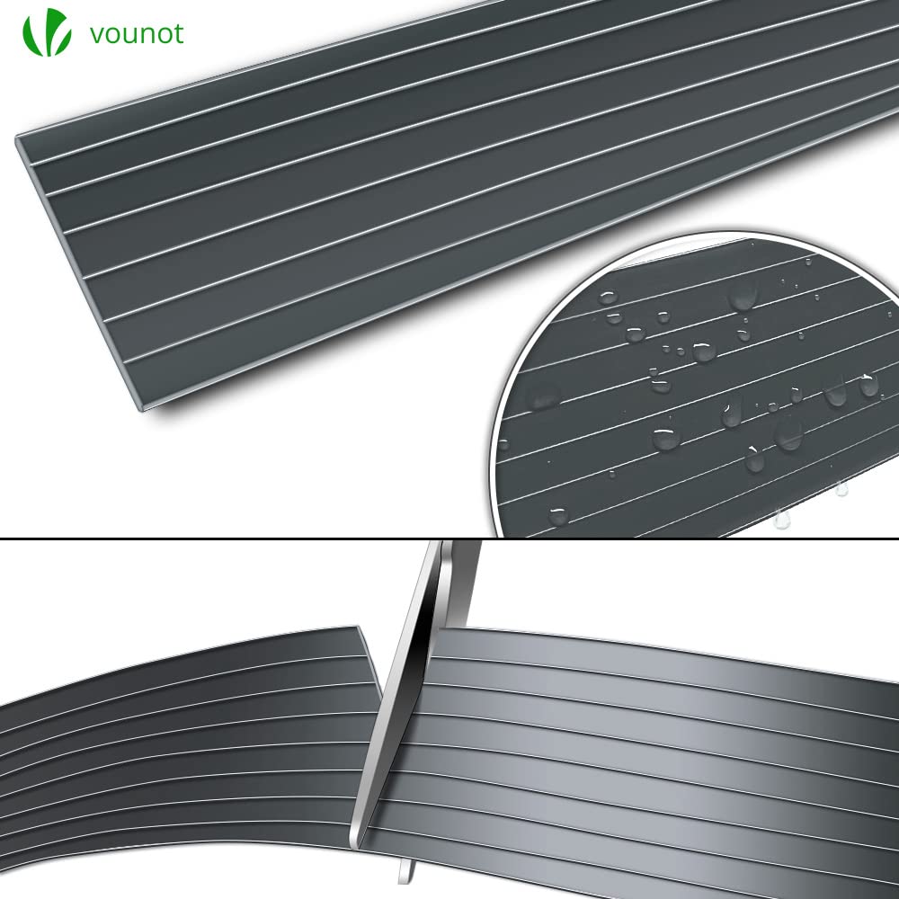 VOUNOT® Strisce di Protezione in PVC per Recinzioni da Giardino e Recinzioni a Doppia Asta 150m x 4.7cm, Strisce Frangivista in PVC con 300 Clip di Fissaggio, Grigio