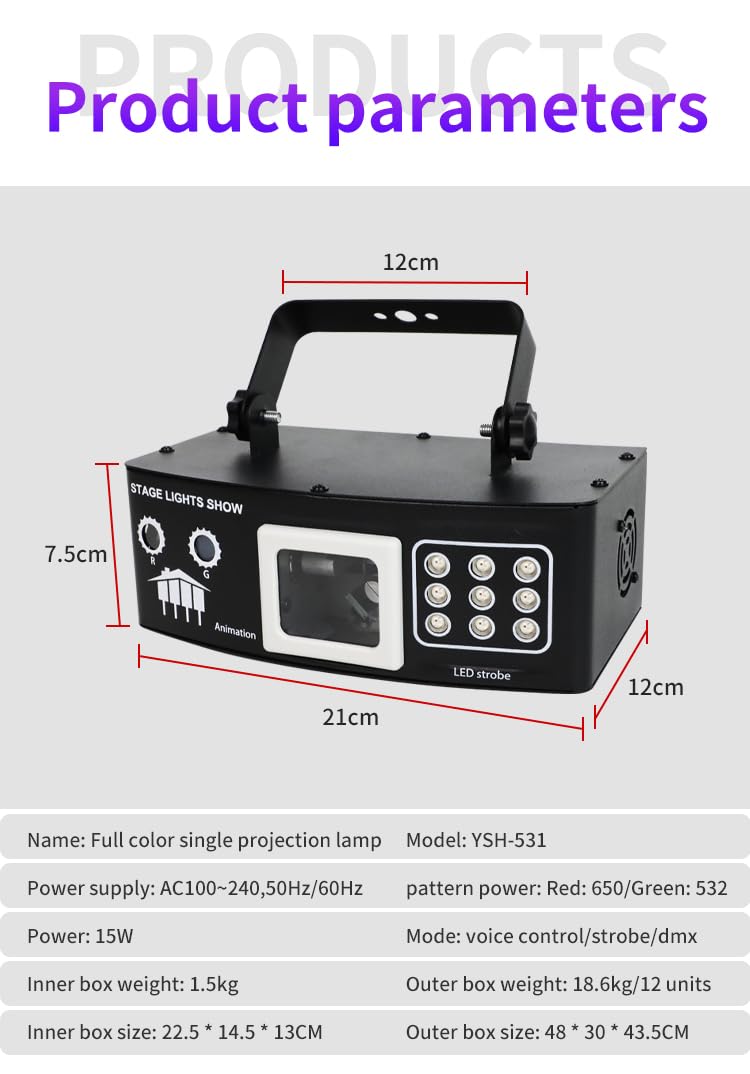 Luci DJ, Luce della festa del palco RGB con effetto di scansione del fascio, Auto, Suono della musica, Telecomando & Controllo DMX per Luci della discoteca del partito Wedding Club Stage e DJ Illumina