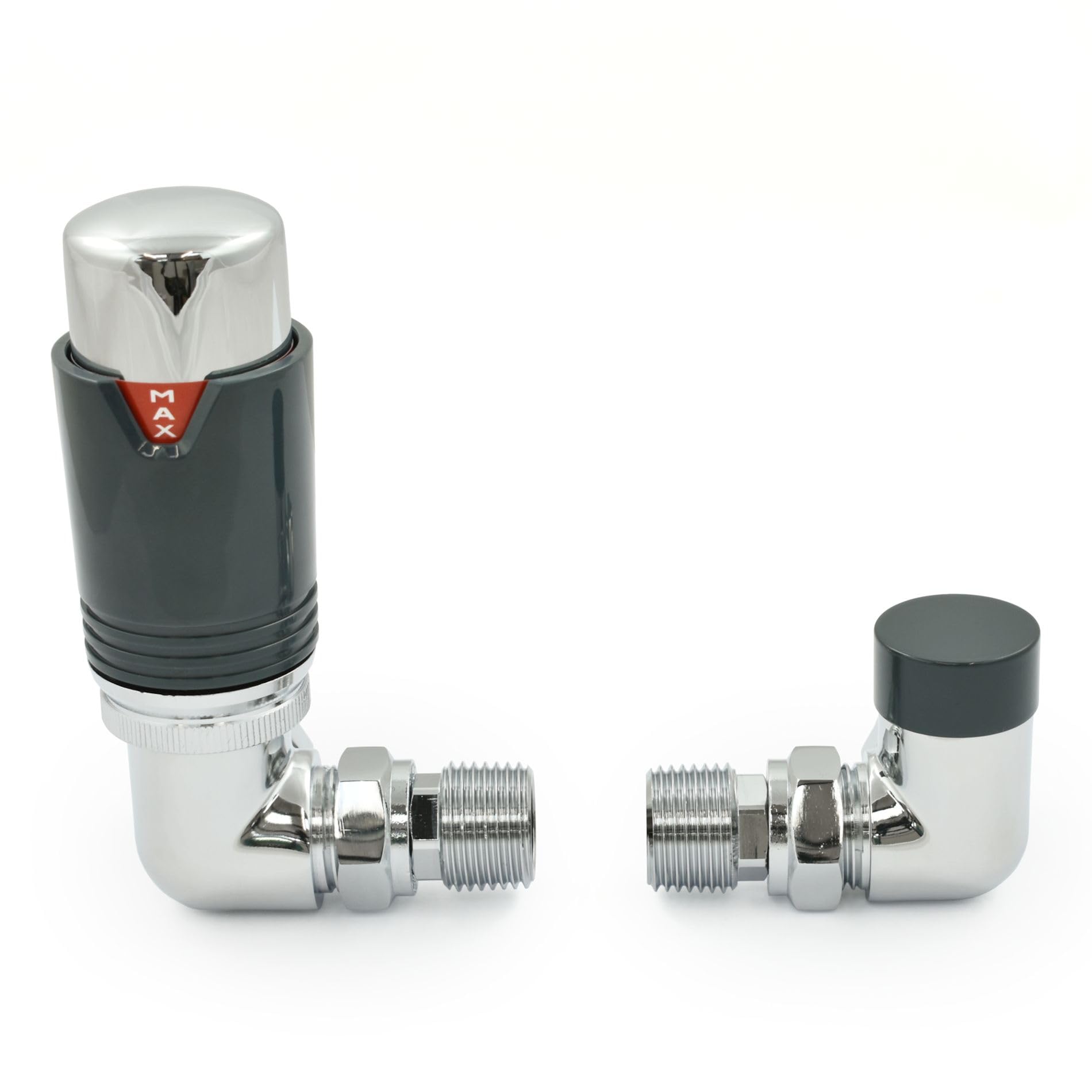 Lijouk Anthracite Thermostatic Radiator Valve Chrome & Corner Trv – Style (Chrome & )