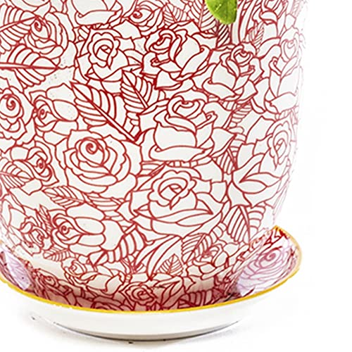 Chive ‘Liberte’ Ceramic Succulent Pots — 4.25” Cute Vintage Farmhouse Style Planters For Indoor Plants — Beautiful Home & Kitchen Decor — Red Roses #TOP2