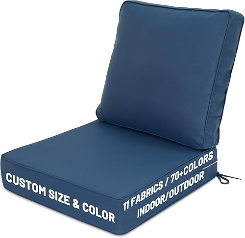 Lokex Cojines para muebles de patio, tamaño personalizado, duraderos e impermeables, cojines de asiento profundo para patio, doble tubería, cojín
