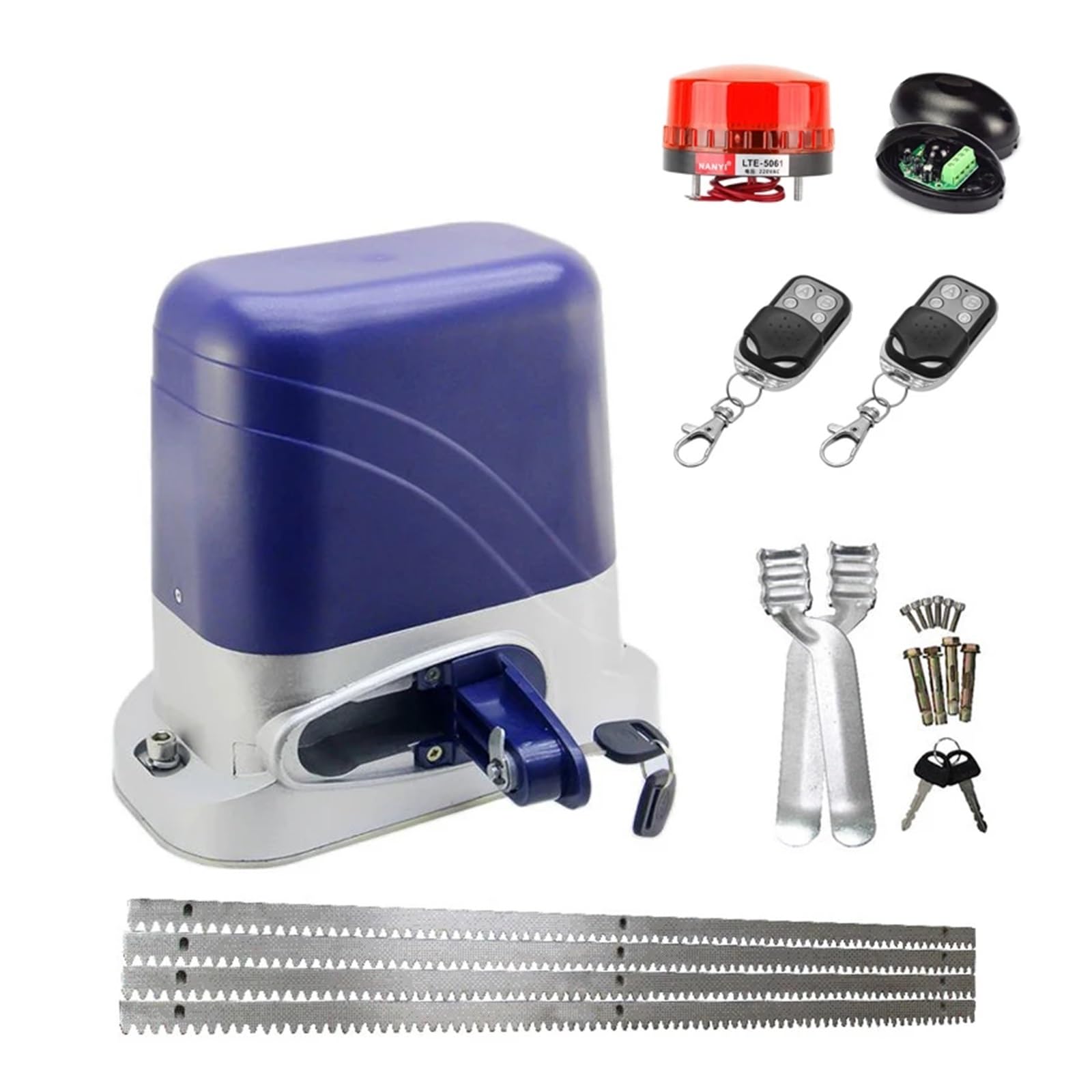 Automatic Gate Opener, Automatic Electric Gate Opener for 1300KG Sliding Door Garage Operator with 4m Steel Racks Remote Gear Motor Actuator(Kit 4)
