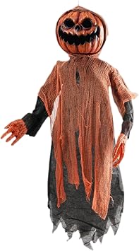 Halloween Animatronics 47" Sound & Touch Activated Scary Halloween Decorations with Creepy Sounds Pumpkin Scarecrow Home Garden Indoor Outdoor Decor