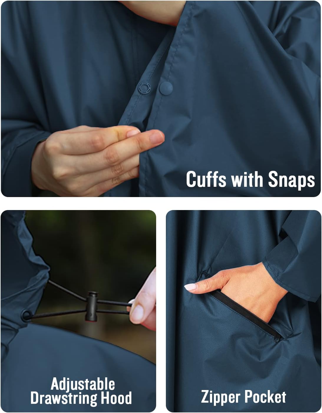 SaphiRose Unisex Rain Poncho Hooded Waterproof Raincoat for Adults Women - Image 5