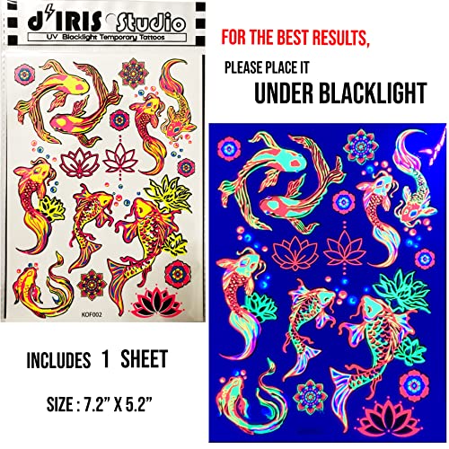 Temporary Tattoos – 3 Sheets Tattoo Design Body Art Blacklight Reactive Light Festival Accessories Glow In The Dark Party Supplies | 7.2” X 5.2” Temp Tattoos Great For Edm Edc Party Rave Parties #TOP5