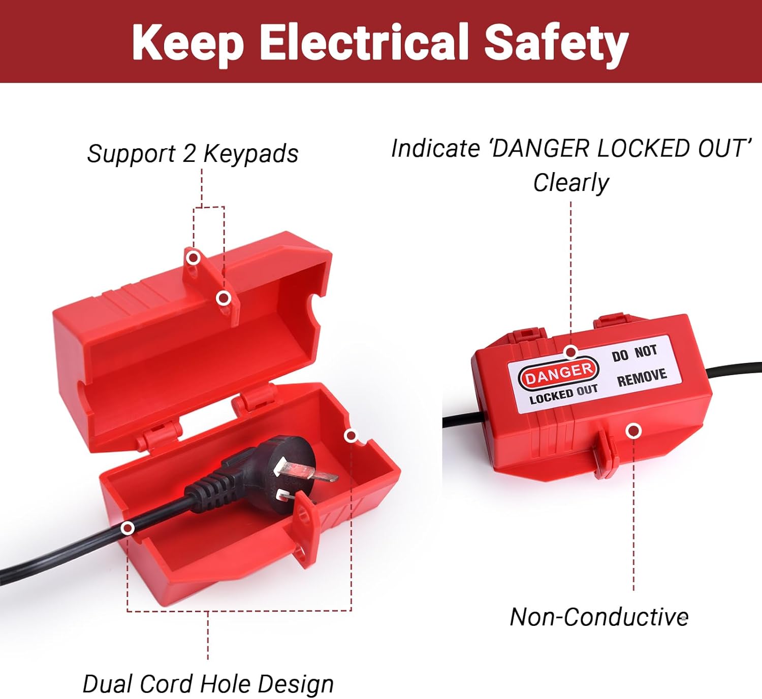 Lockout Tagout Kit Safety Electrical Loto, Clamp-On Circuit Breaker Lockout, Electrical Plug Device, Lockout Hasp, Padlock, Loto Tag with Tool Bag - Suitable for Electrical/Industrial/Mechanical