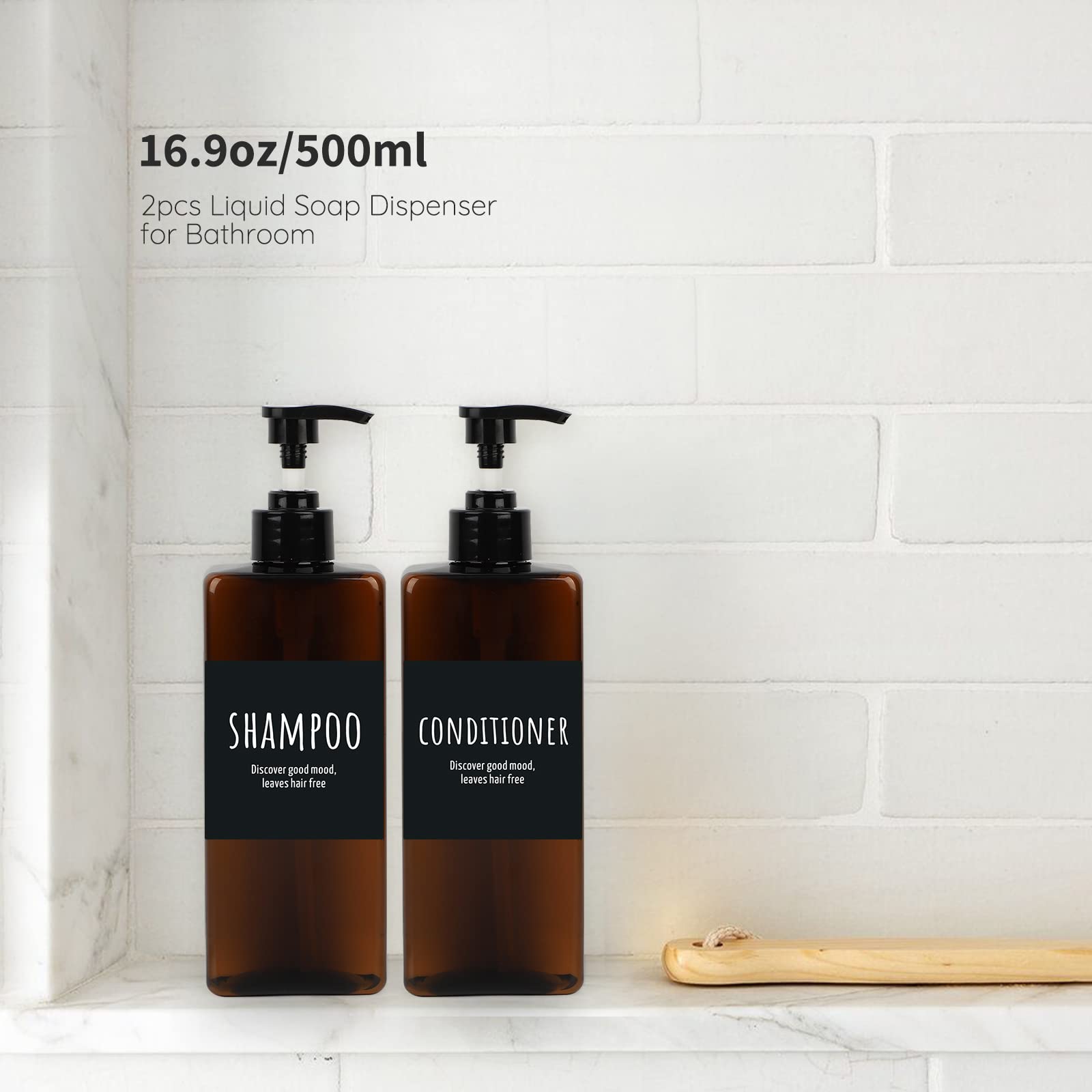 Segbeauty 3 Flaconi Vuoti Per Shampoo Con Pomello - 300 Ml, Grigi, Ricaricabili E Antiperdita, Per Doccia E Viaggio - 2