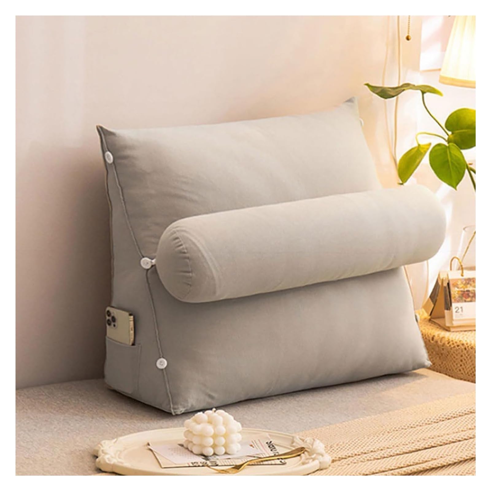 SDFGdtruR back pillow， Velvet | Great For BackRest Lumbar Support | And Durable Beanbag Ergonomic For(Light Gray,60 x 50 x 22 CM)