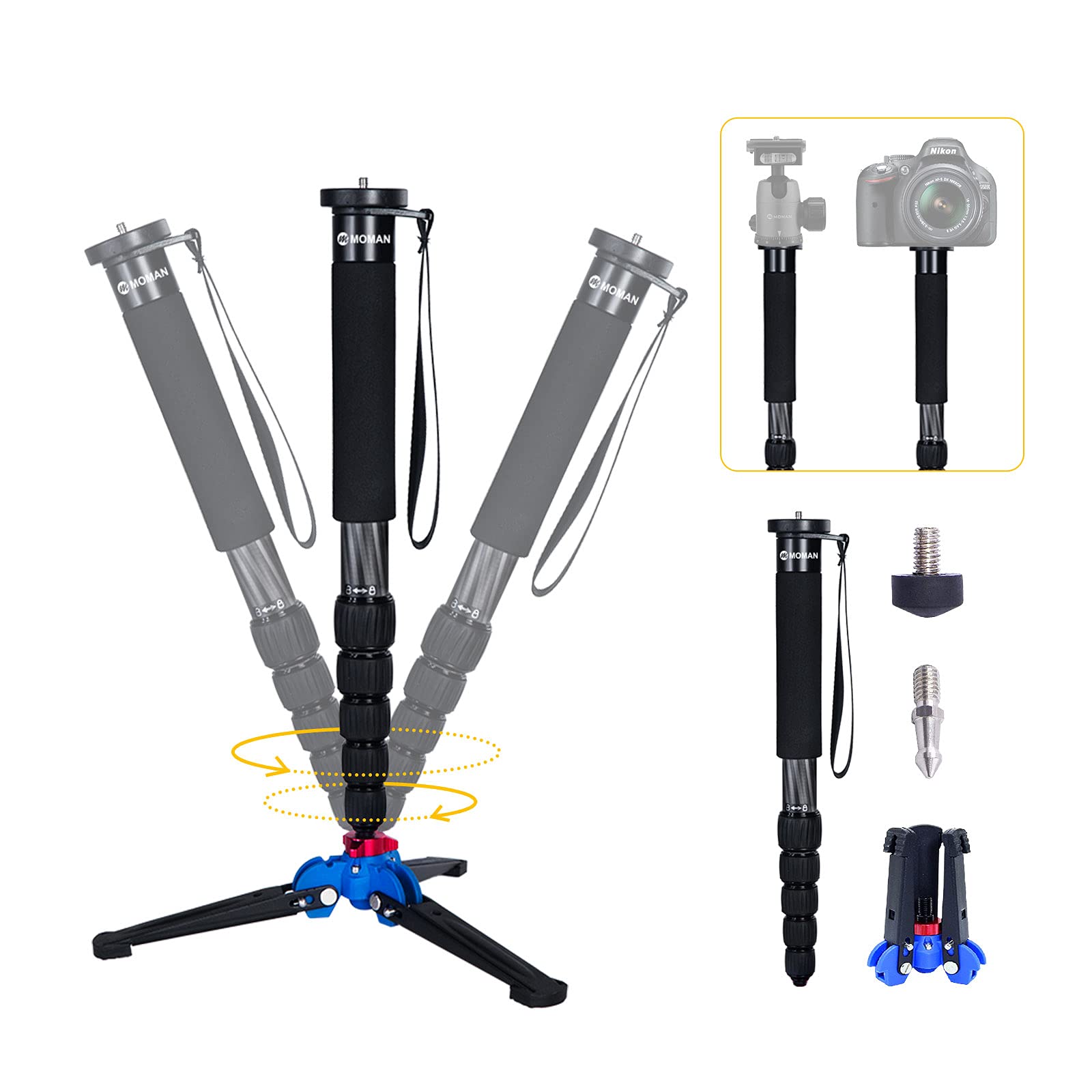 Buy Carbon Fiber Camera Monopod, Moman C60 DSLR Tripod with Removable