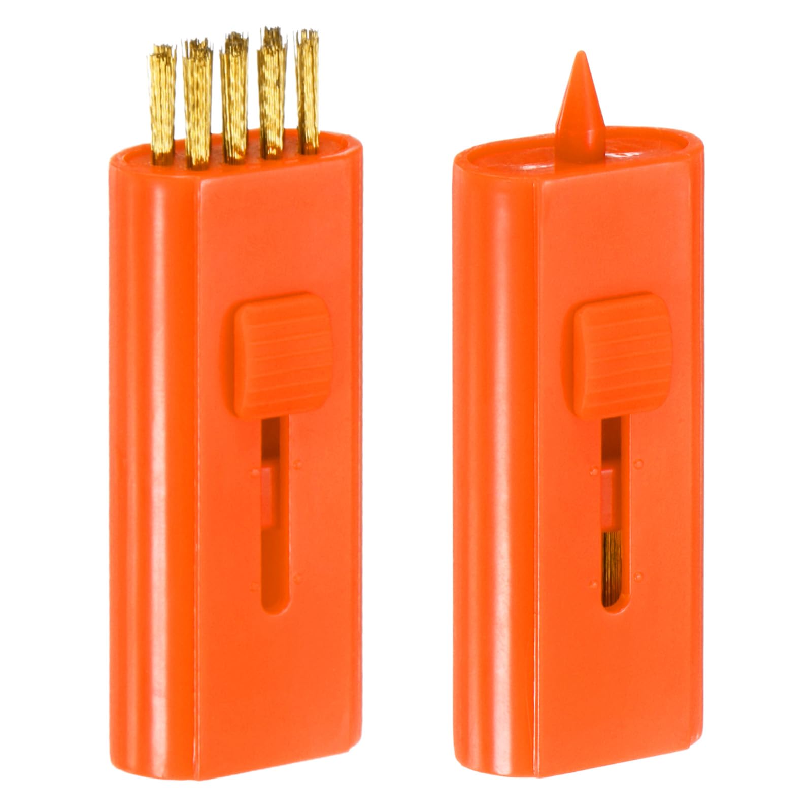 TIXIPEM Retractable Golf Club Brush [2PCS] - Double Side Pocket Club Groove Cleaner Use for Men Women Golfer - [Orange Red-2.3IN] Portable Mini Re-Grooving Tool