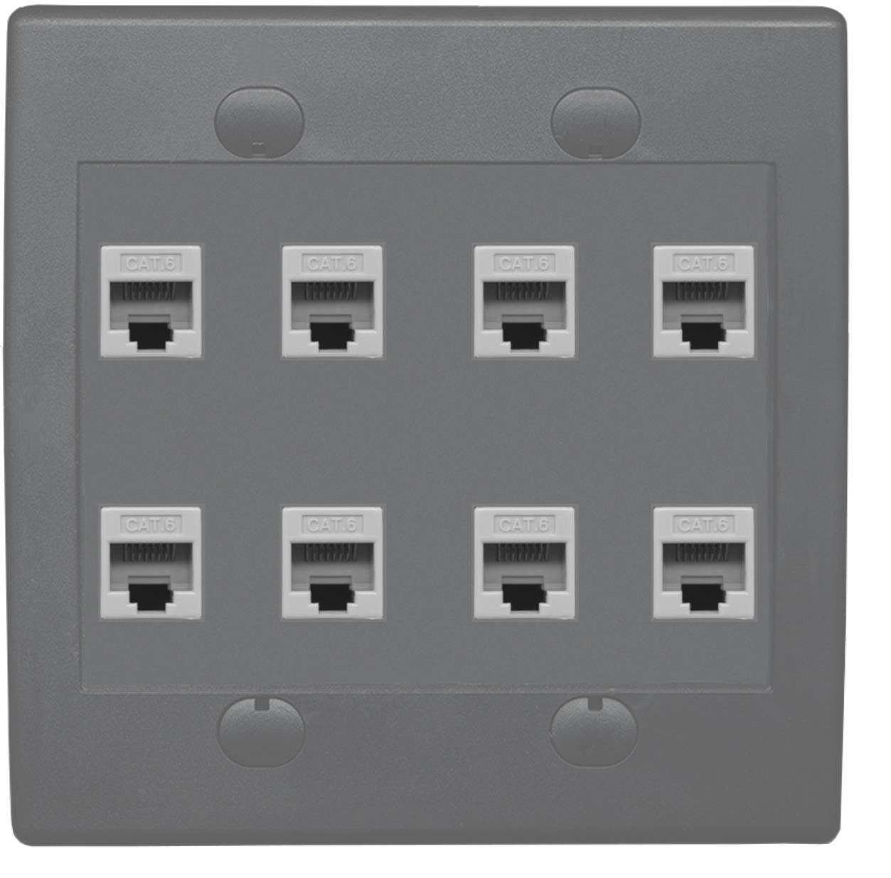 Riteav muro rete Ethernet RJ45 8 porta piatto bianco Dual 2 piastra - N-5923 C