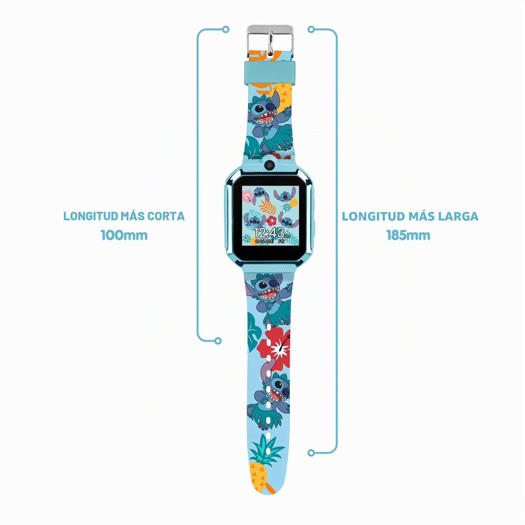 Stitch Kids - Reloj Digital Interactivo con Correa de Silicona Ajustable con cámara, Caras de Reloj, Juegos Divertidos, Alarma, cronómetro, Temporizador, calculadora y Mucho más