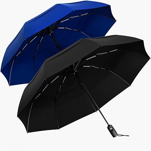 TUMELLA Paraguas de viaje resistente al viento más fuerte (compacto, superior y hermoso), pequeño, fuerte pero ligero, portátil y plegable